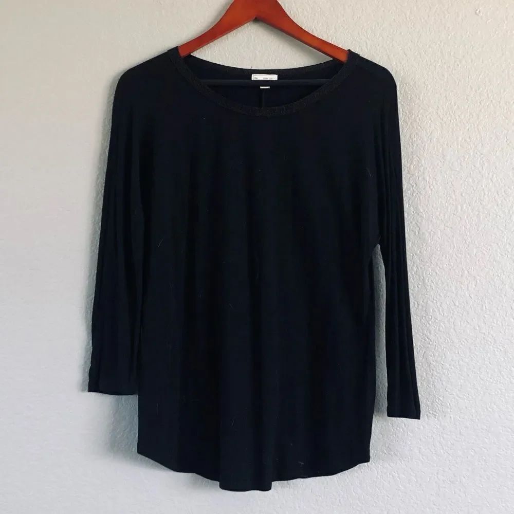 Gap Soft Black Metallic Neckline Top S